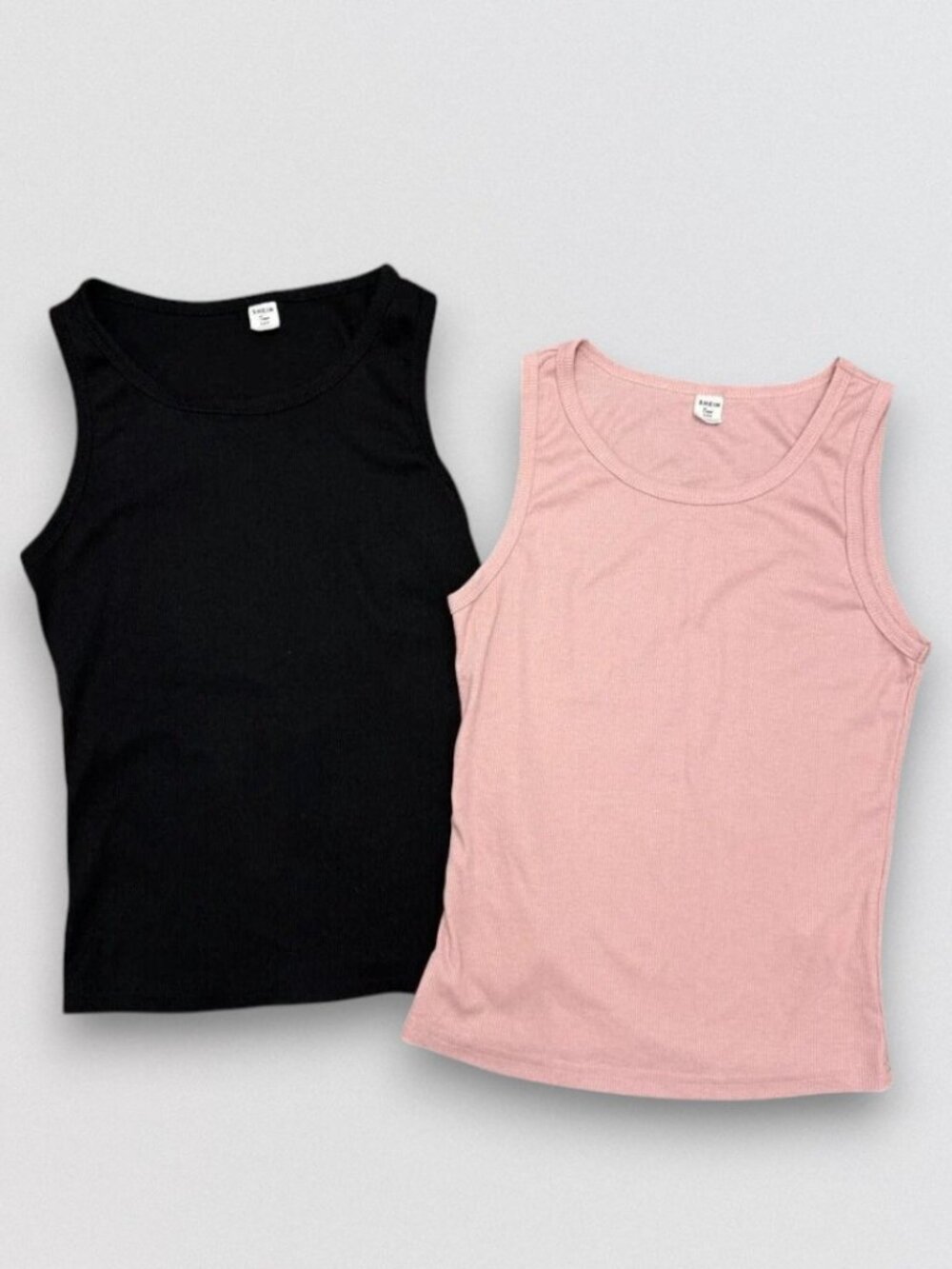 Ribbed Tank Top Bundle Pink Black Sleeveless Stretch Basic Layering 14Y Teen